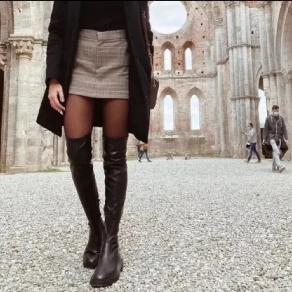 Zara Over The knee 3008/611 Lug Sole Boots Size‎ 40 US 9 Black